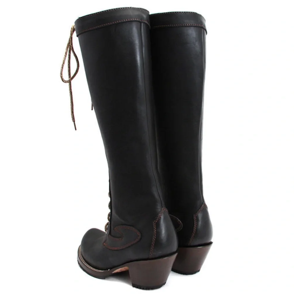 John Fluevog Frontier High Lace Up Boots 8 - Picture 3 of 11